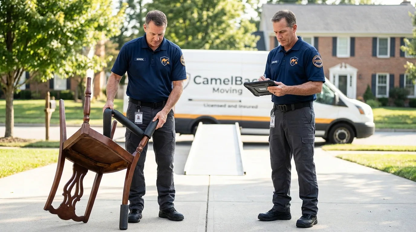 Movers inspecting furniture for damage prevention before loading in Sweetwater, TN
