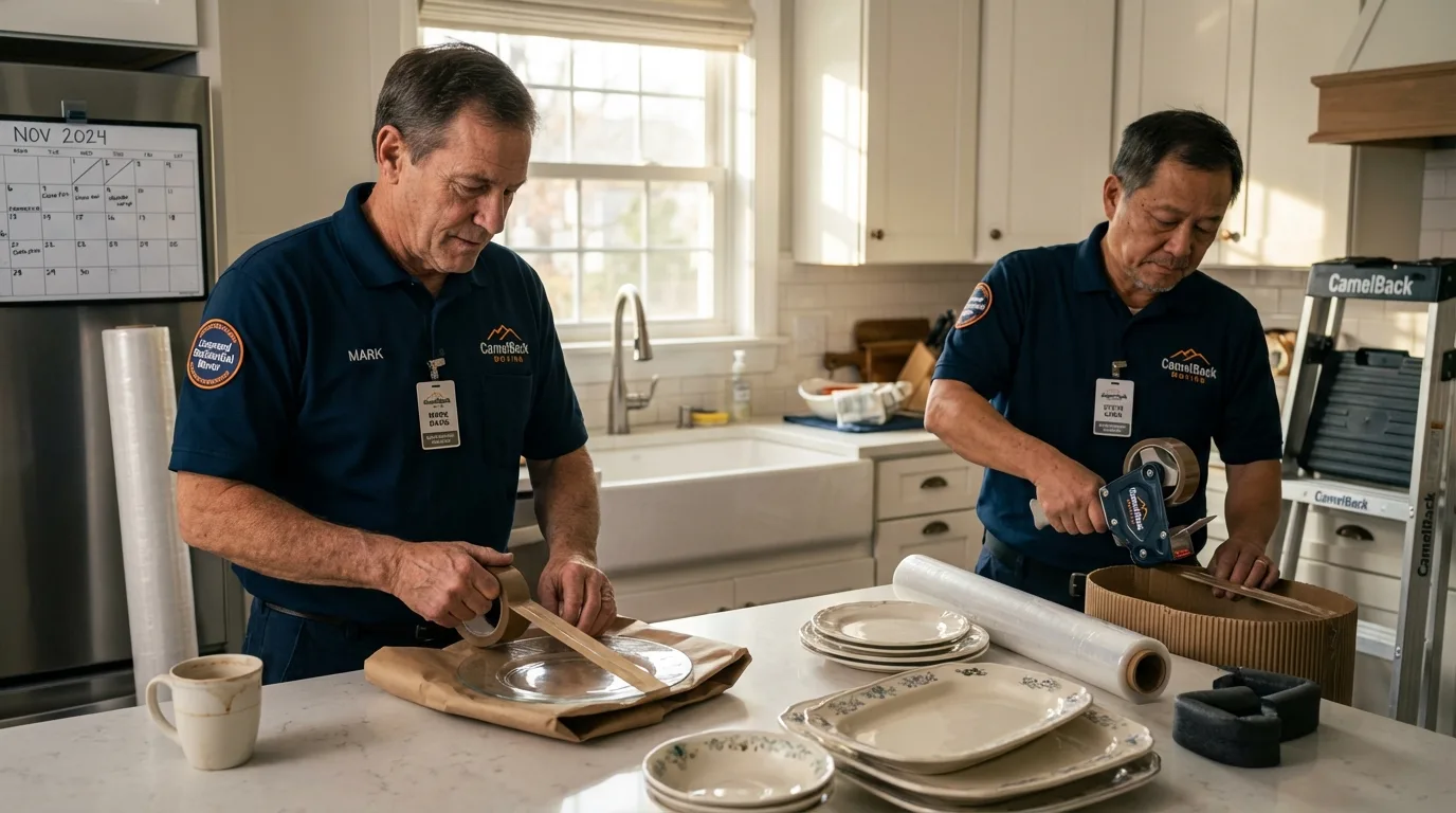 Professional crew packing kitchen dishware in Sweetwater, TN